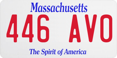 MA license plate 446AV0