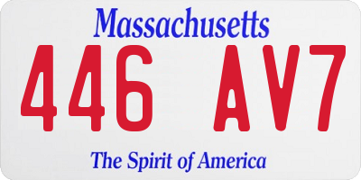 MA license plate 446AV7