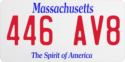 MA license plate 446AV8