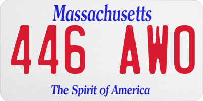 MA license plate 446AW0