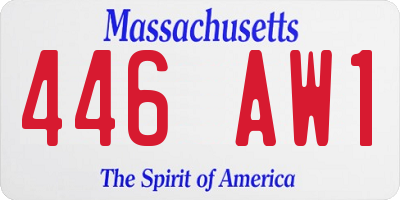 MA license plate 446AW1