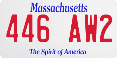 MA license plate 446AW2