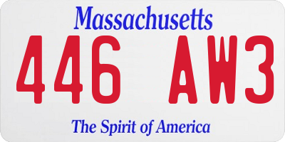 MA license plate 446AW3