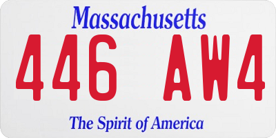 MA license plate 446AW4