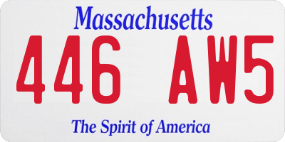 MA license plate 446AW5