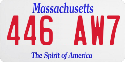 MA license plate 446AW7