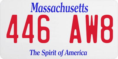 MA license plate 446AW8