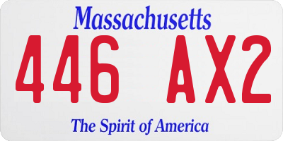 MA license plate 446AX2