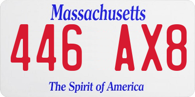 MA license plate 446AX8
