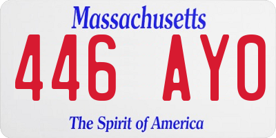 MA license plate 446AY0