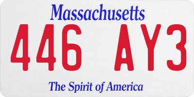 MA license plate 446AY3