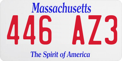 MA license plate 446AZ3