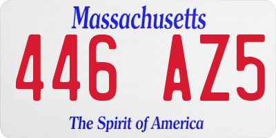 MA license plate 446AZ5