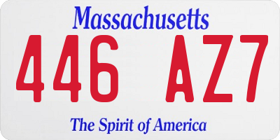 MA license plate 446AZ7