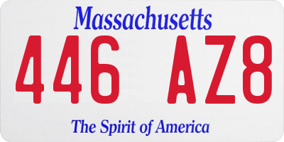 MA license plate 446AZ8