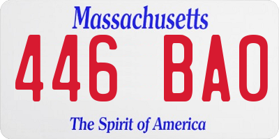 MA license plate 446BA0