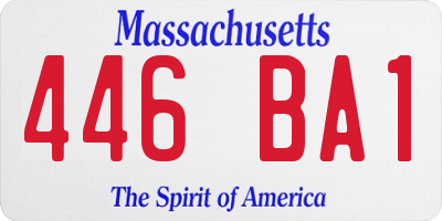 MA license plate 446BA1