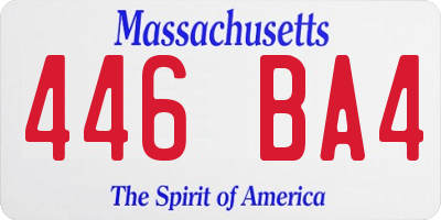 MA license plate 446BA4