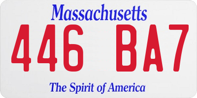 MA license plate 446BA7