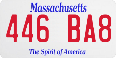 MA license plate 446BA8