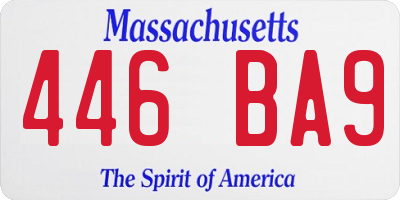 MA license plate 446BA9
