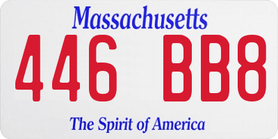 MA license plate 446BB8