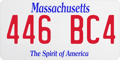MA license plate 446BC4
