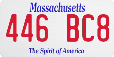 MA license plate 446BC8
