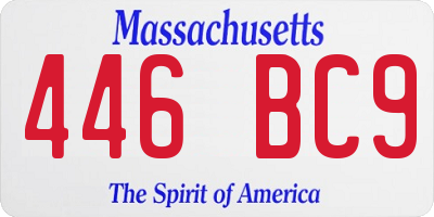 MA license plate 446BC9