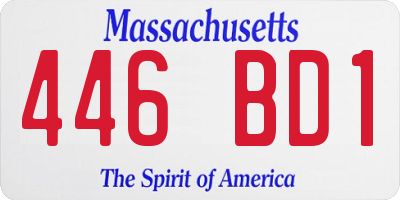 MA license plate 446BD1