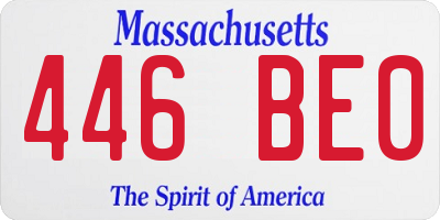 MA license plate 446BE0