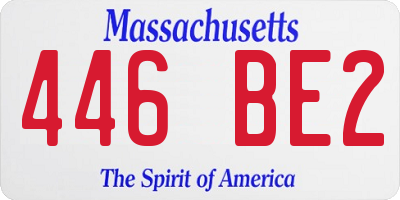 MA license plate 446BE2