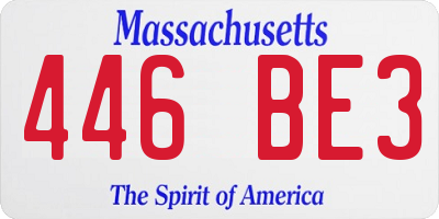 MA license plate 446BE3