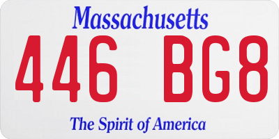 MA license plate 446BG8