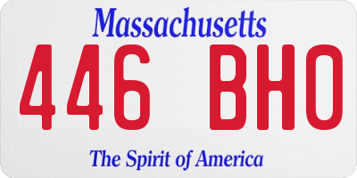 MA license plate 446BH0