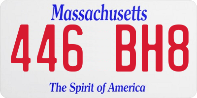 MA license plate 446BH8