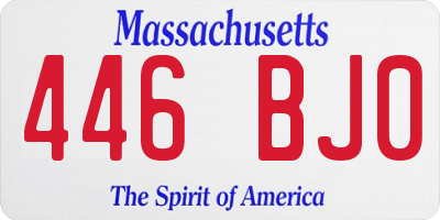 MA license plate 446BJ0