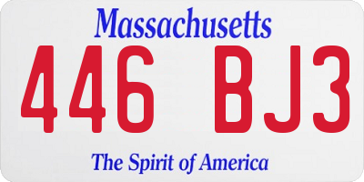 MA license plate 446BJ3