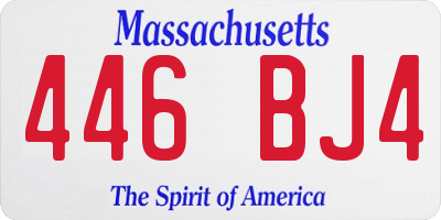 MA license plate 446BJ4