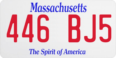 MA license plate 446BJ5