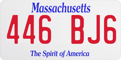 MA license plate 446BJ6