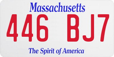 MA license plate 446BJ7