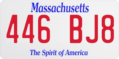 MA license plate 446BJ8