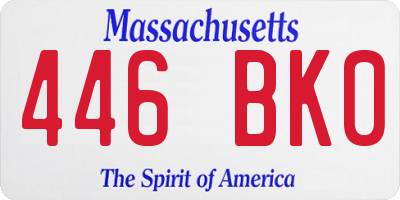 MA license plate 446BK0