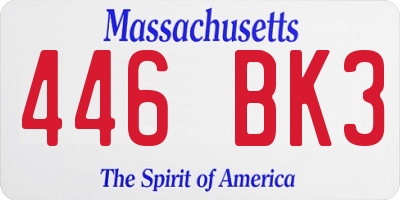 MA license plate 446BK3