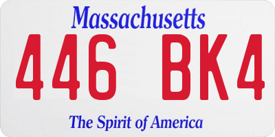 MA license plate 446BK4