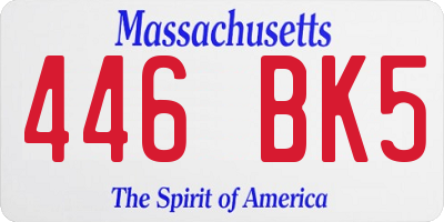 MA license plate 446BK5