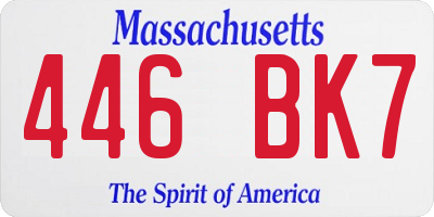 MA license plate 446BK7