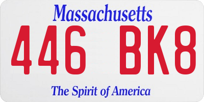 MA license plate 446BK8