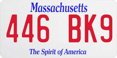 MA license plate 446BK9